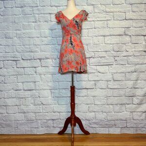 For Love and Lemons Mai Thai Coral Floral Mini Dress